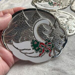 Holiday Swan coasters set of 6 in original box. Wm.A.Rogers.